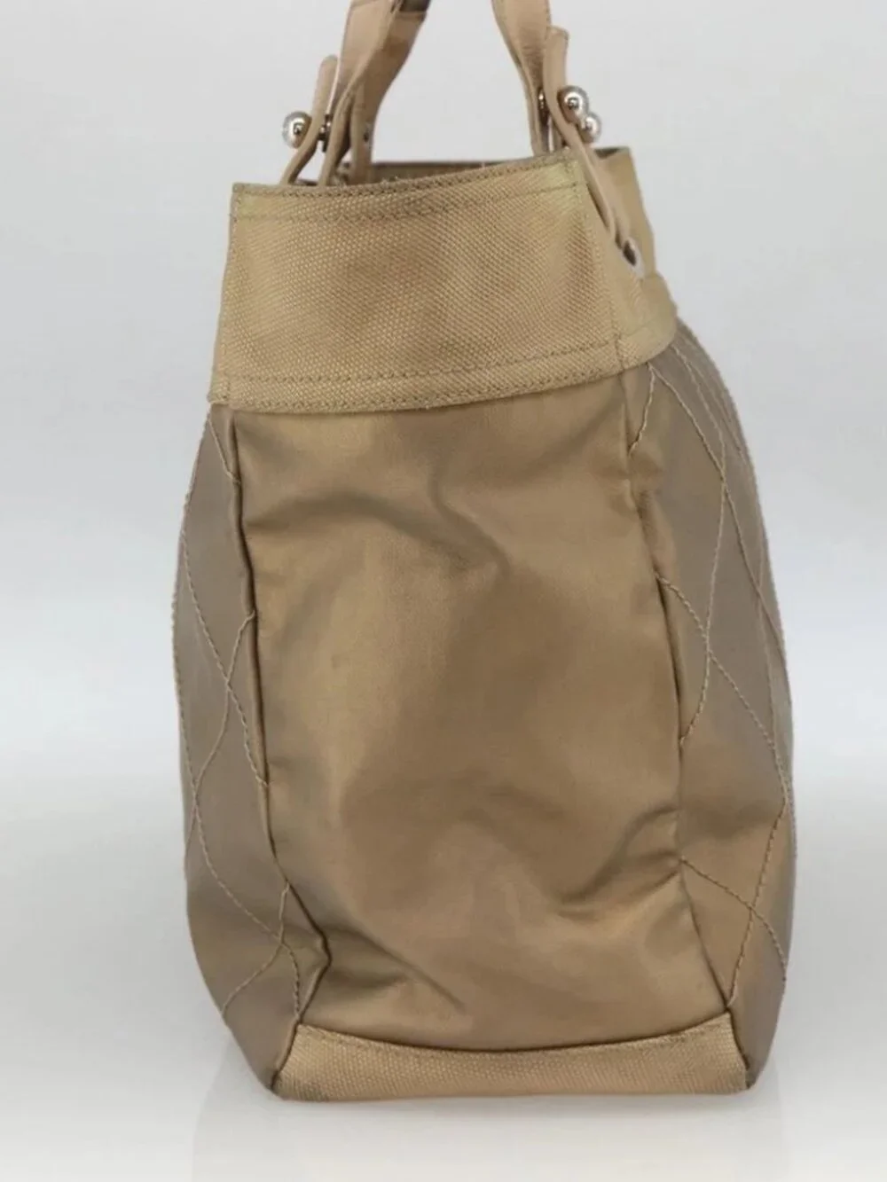 CHANEL Paris Biarritz GM Tote Bag Coated Canvas Gold Silver CC Auth ka3625